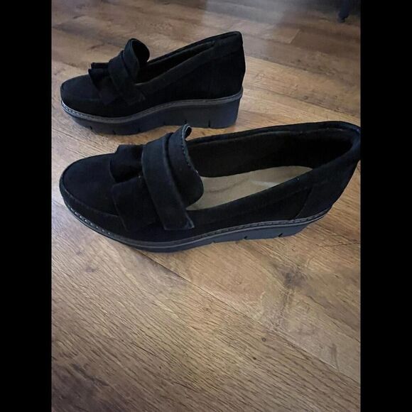 Clark's Women's Sharon Dasher Black Suede Slip-On Loafers Shoes Size Preowned‎ 8 - Picture 2 of 4